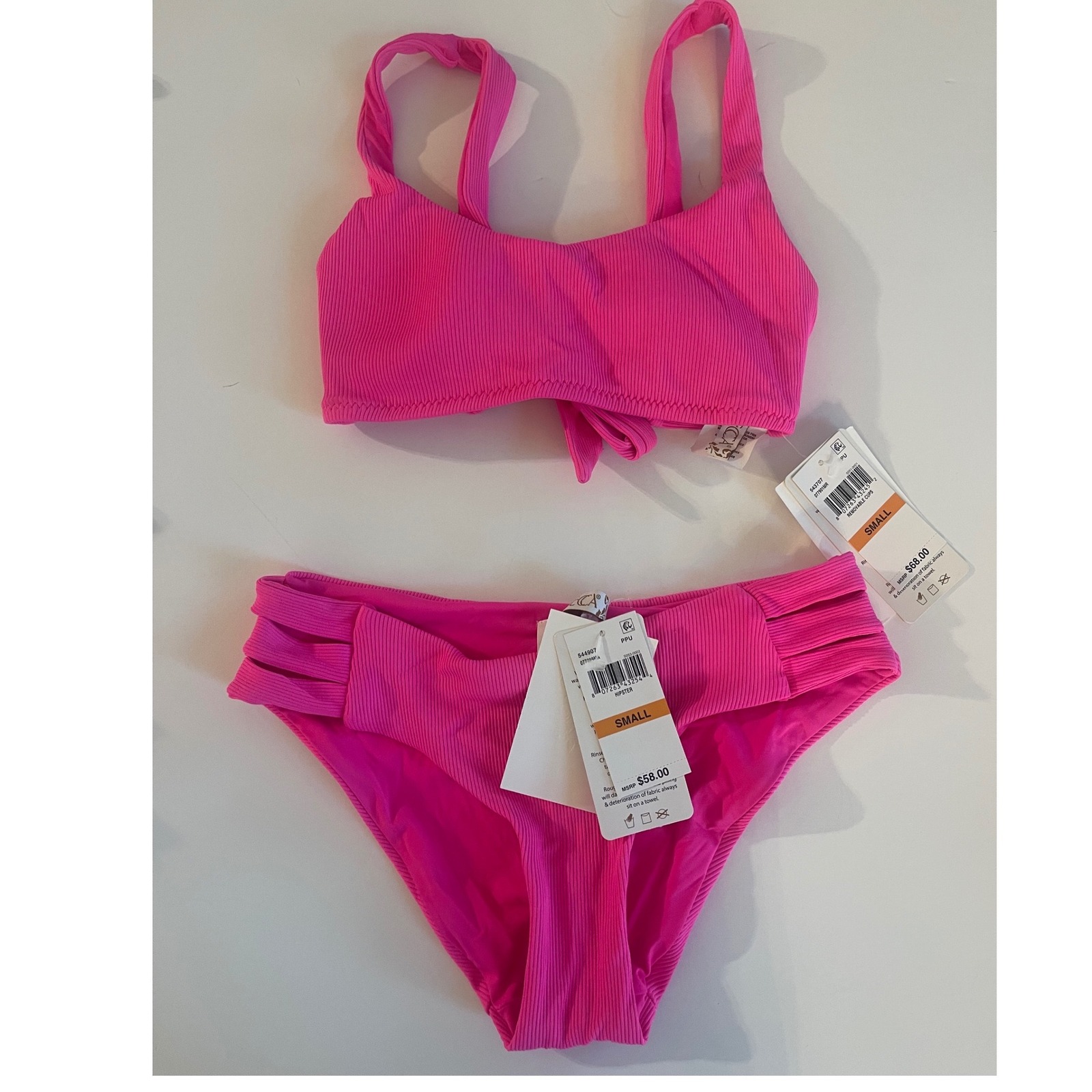Becca Pink Punch Fine Line Bralette And Hipster Bottoms Women's Size Small